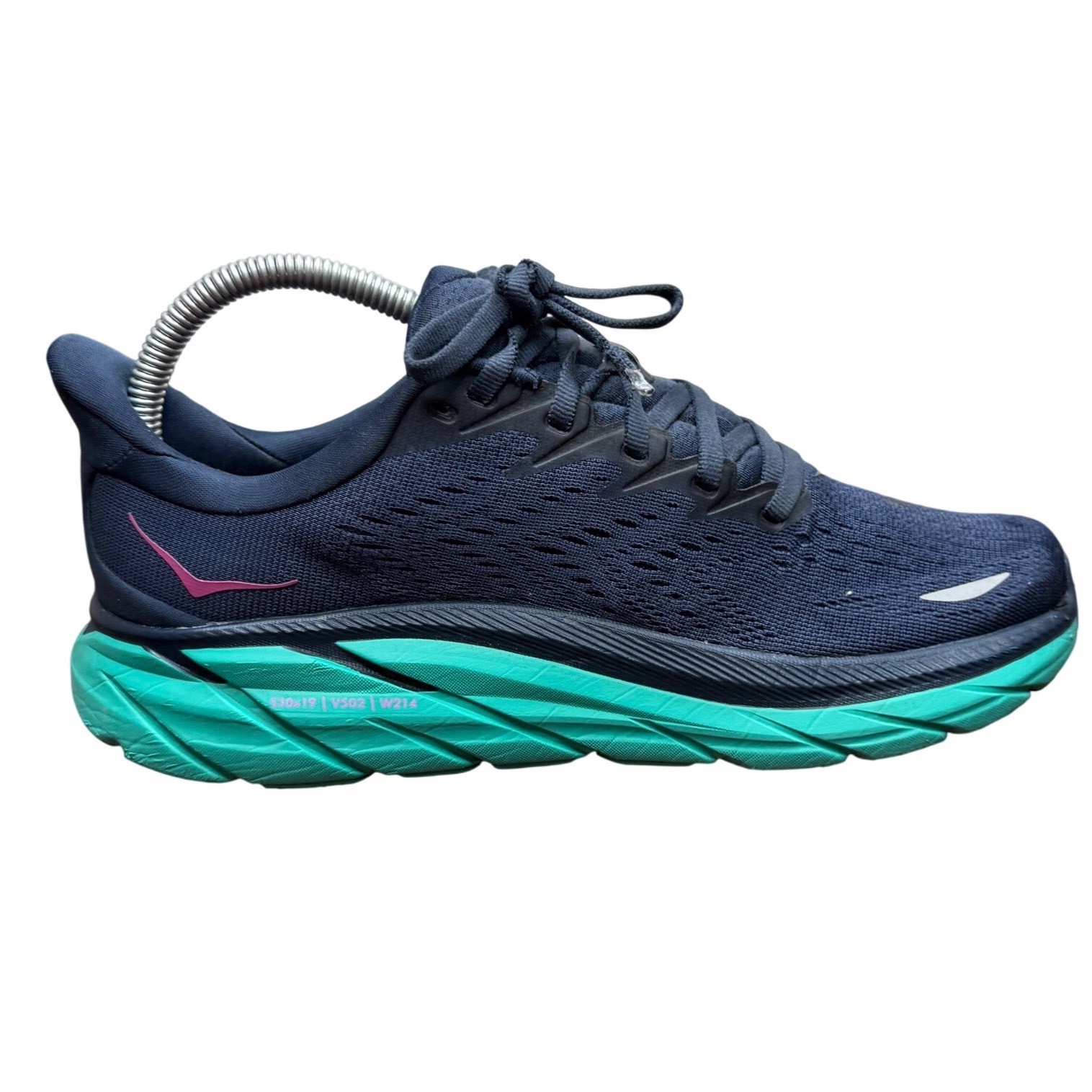 Hoka One One Clifton 8 Womens 7B Navy Blue Teal Pink Running Shoes 1119394 OSAT