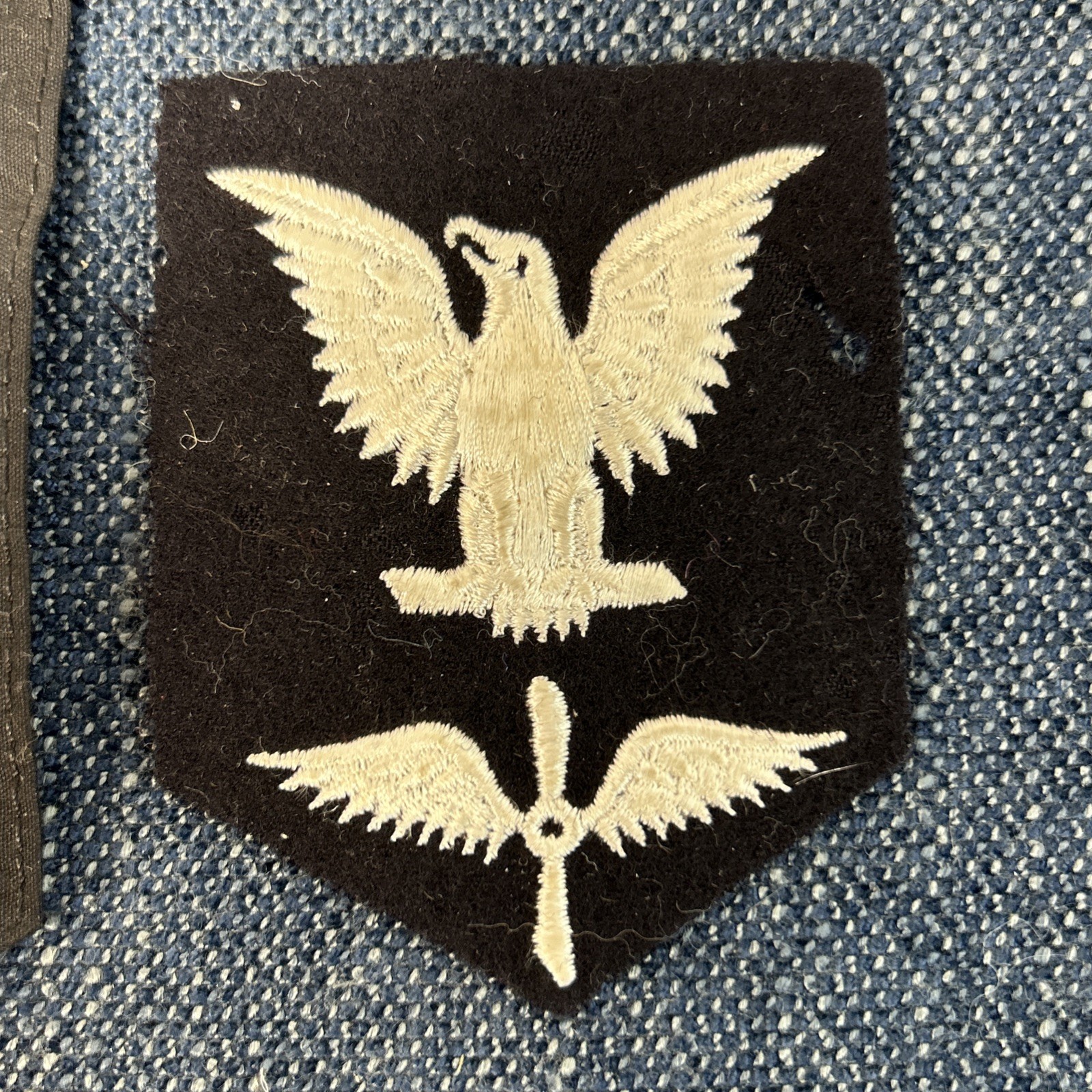2 WWII USN US Navy White Eagle Bird Patch On Black