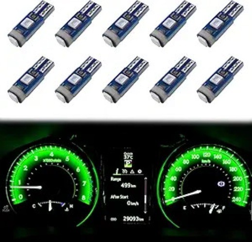 12 PCS T5 LED Bulbs, 74 73 37 2721 Instrument Cluster Light Bulb, Color: Green