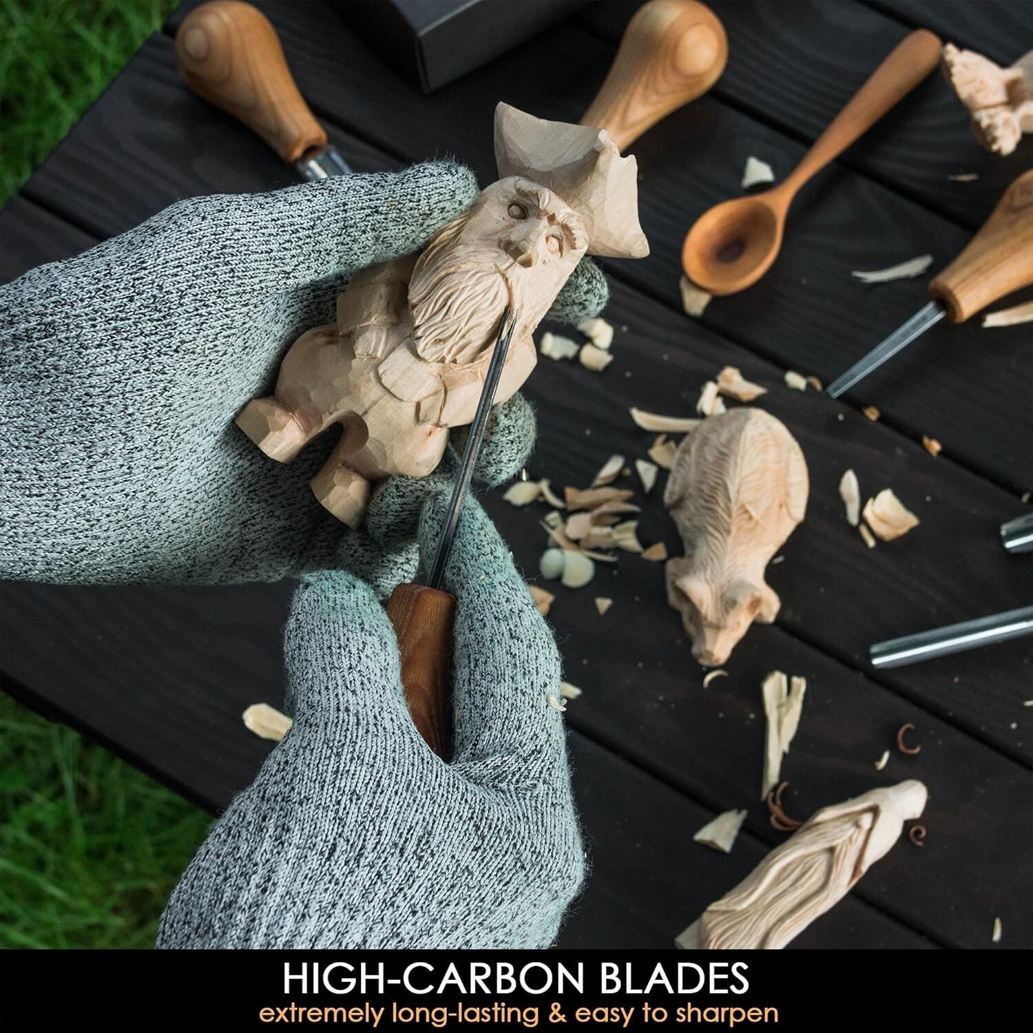 Complete Wood Carving Kit: Palm Gouges, Chisels & V-tools for Masterpieces-