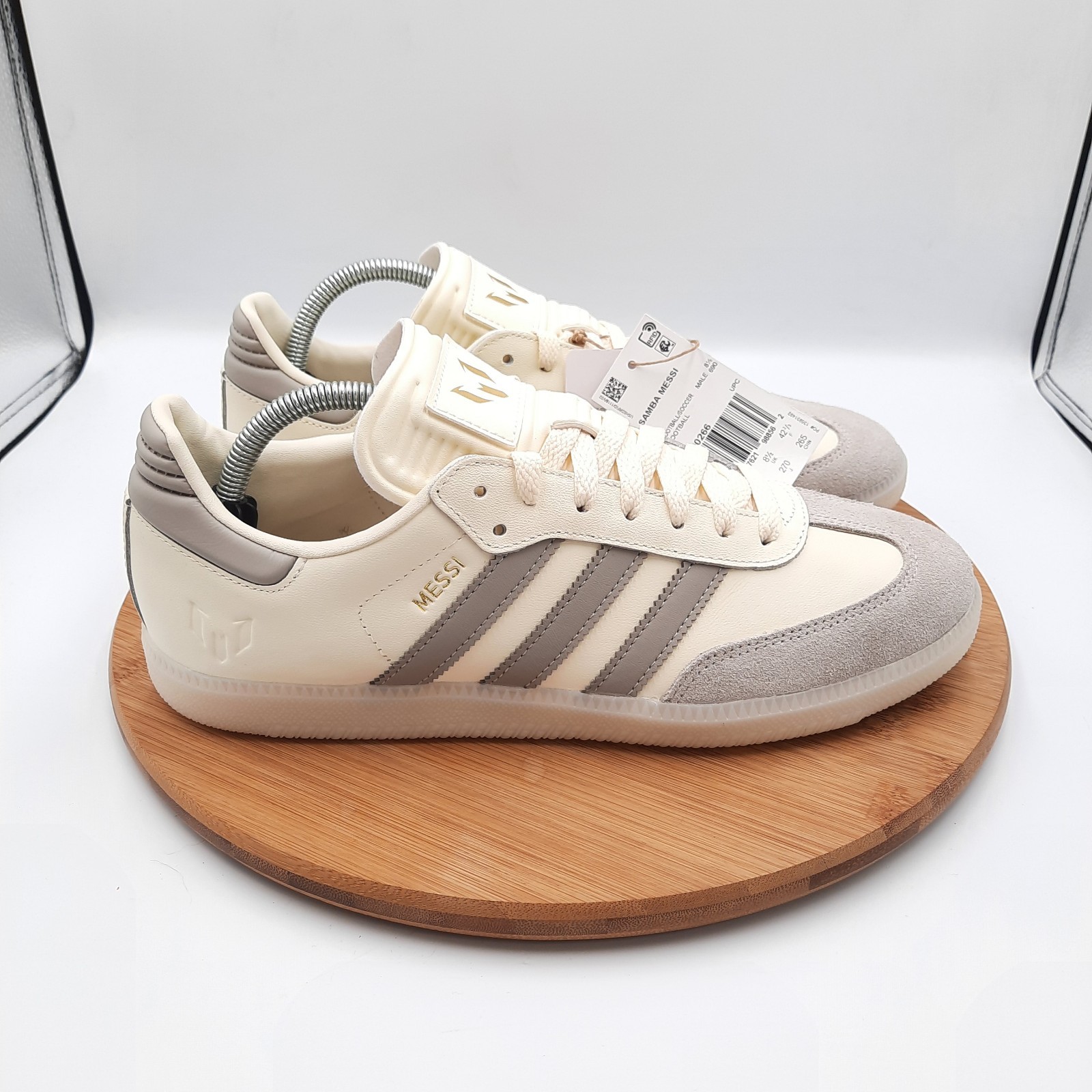 Adidas Samba Lionel Messi Mens 9 Shoes Cream White Tan Suede Soccer Sneaker NEW
