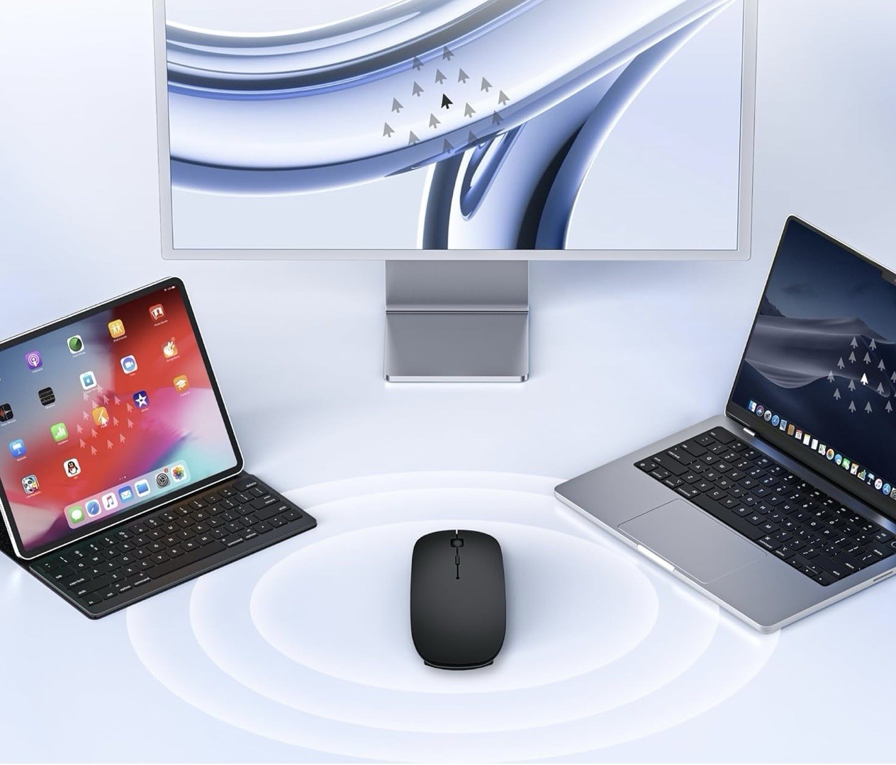Bluetooth Wireless Mouse Tri Mode Rechargeable Silent USB C for Laptop