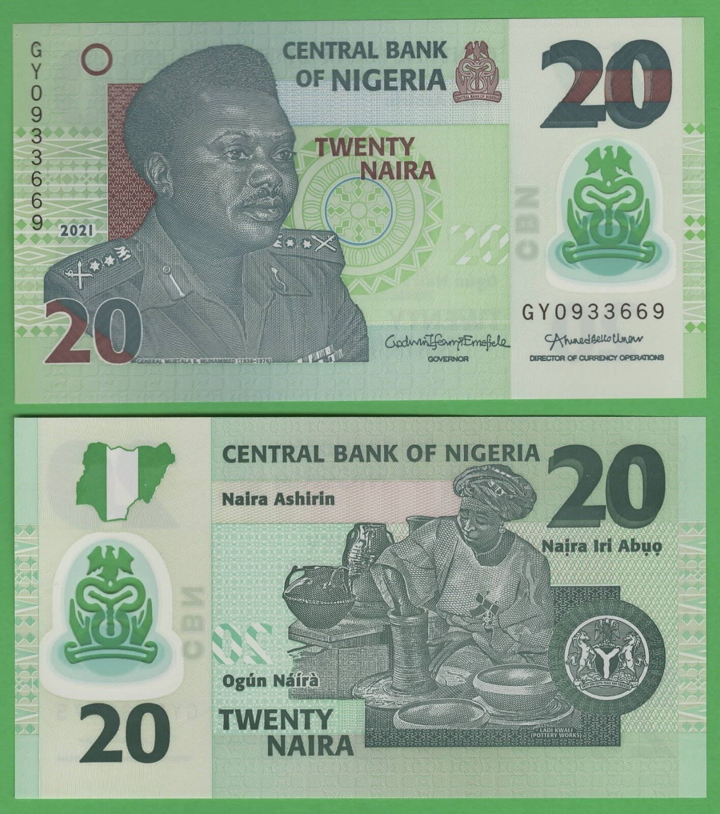 Nigeria 20 Naira Banknote Uncirculated 2021, P-34q UNC Polymer World Currency
