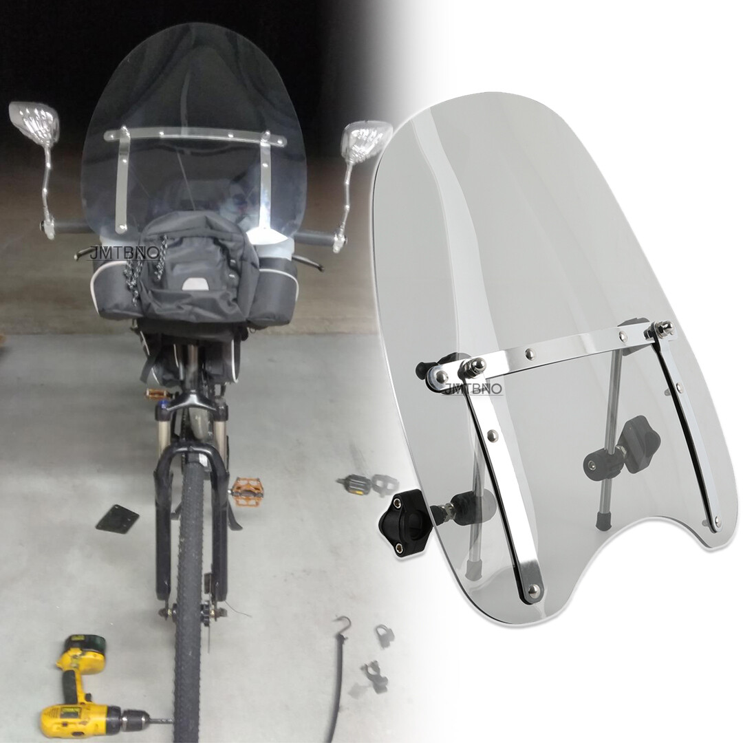 For Scooter E-bike 18"x16" Large Smoke Windshield Windscreen7/8'' 1'' Handlebar