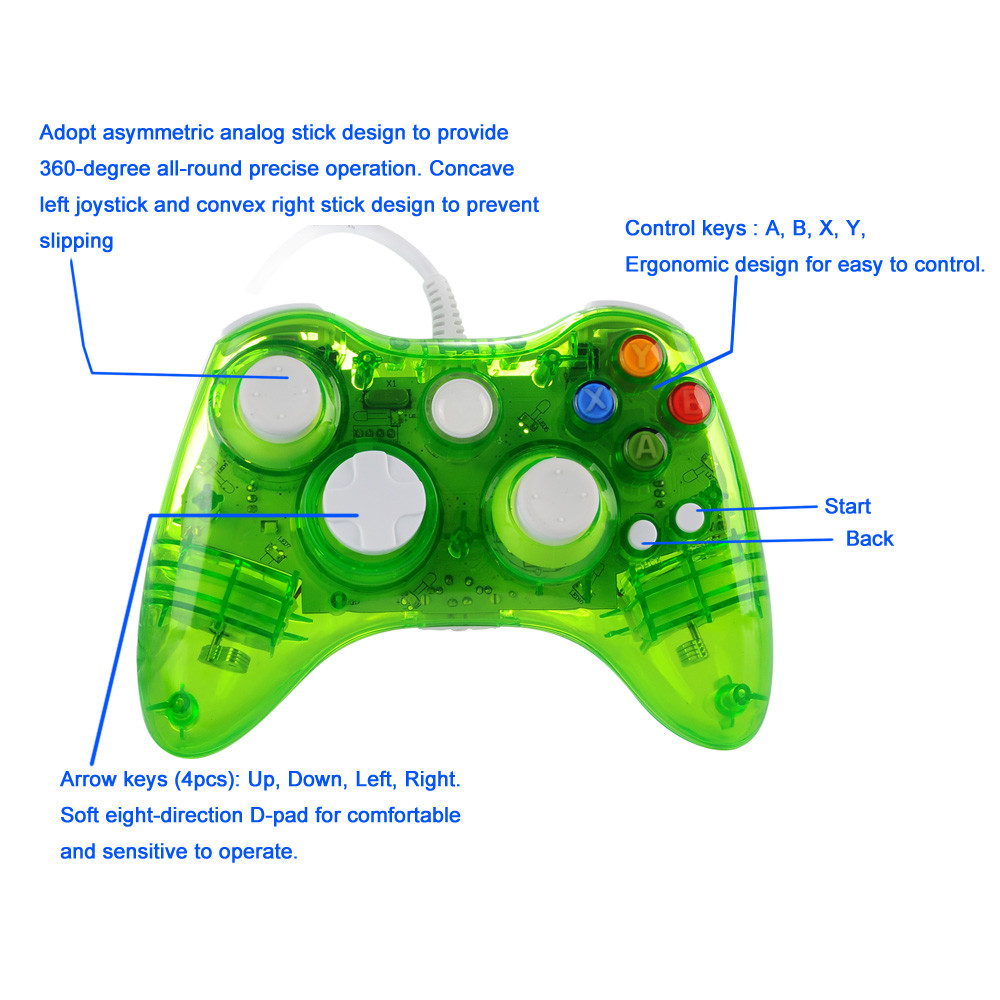 Glow USB Wired/Wireless Game Controller For Microsoft Xbox 360 Slim&PC Afterglow