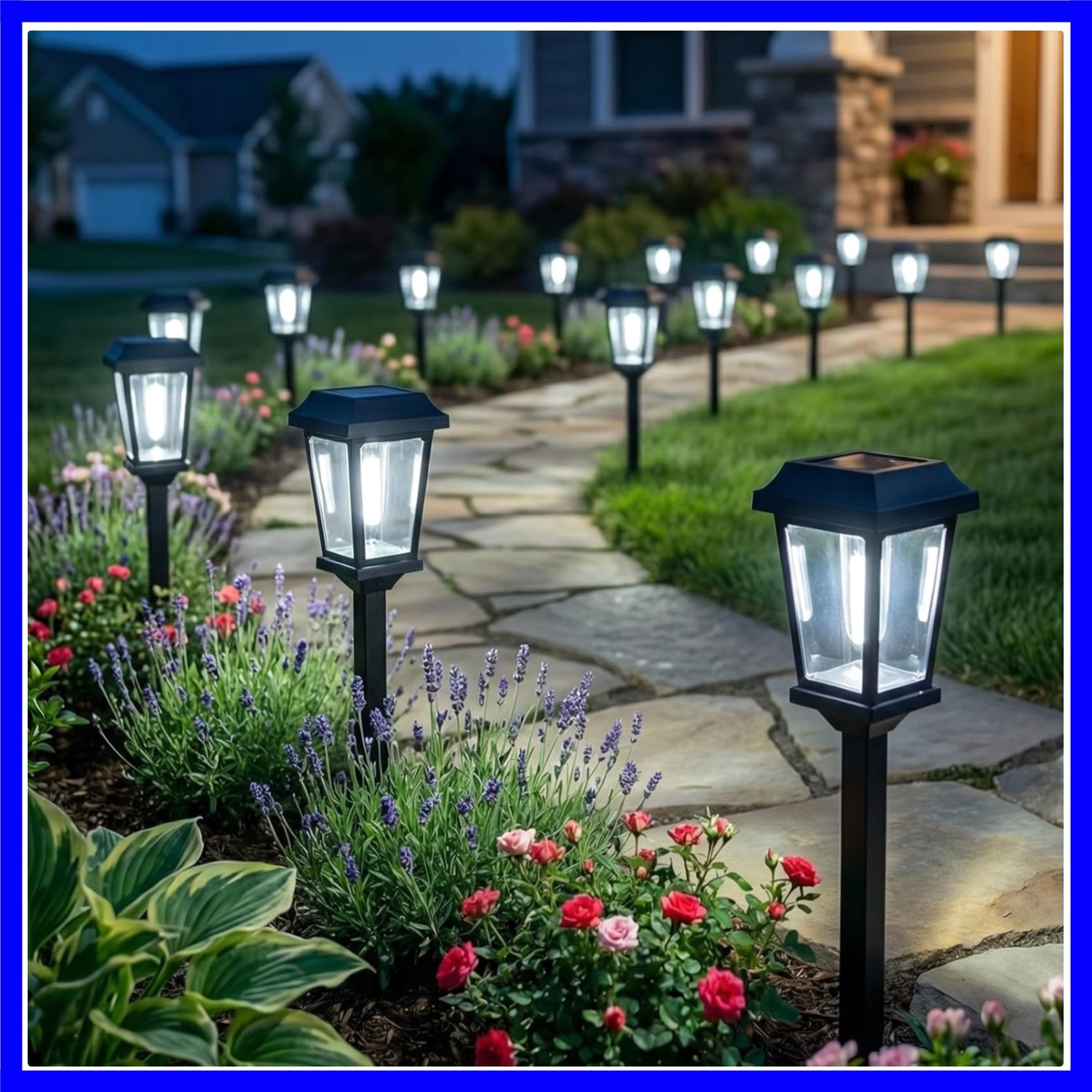 12 Pack Solar Lights Outdoor Pathway, Modern Solar Garden Lights, Waterproof ...