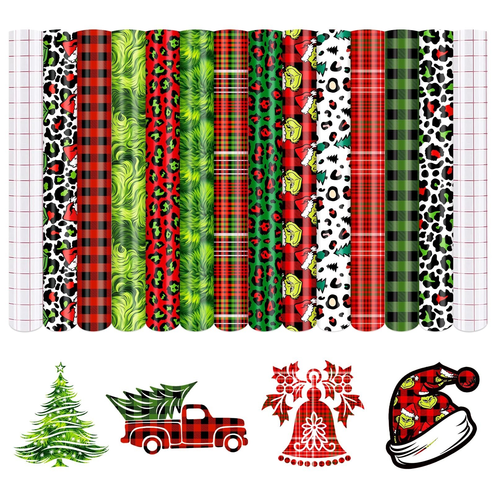 Christmas Permanent Adhesive Vinyl-12 Sheets 12'' x 10'' Leopard Pattern Self...