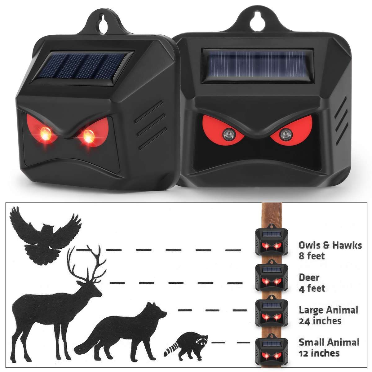 Solar Flashing Light Ultrasonic Animal Repellent Skunk Deer Raccoon For Garden