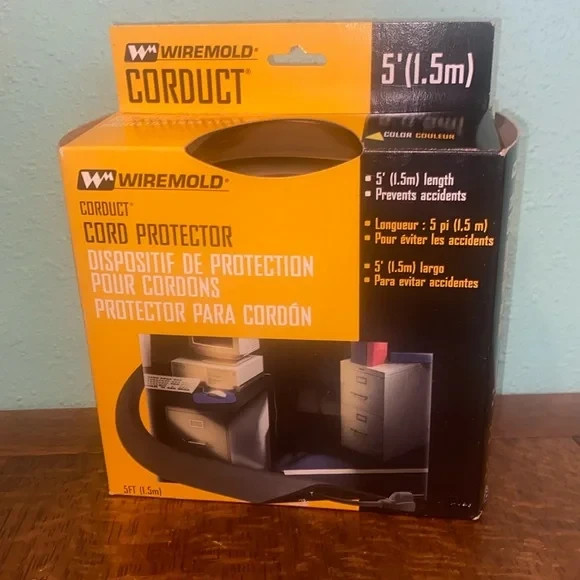New in box Wiremold Corduct Cord Protector. 5feet. Dark brown.