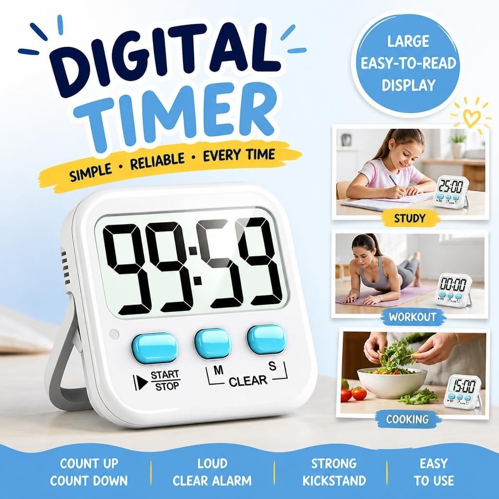 Versatile 2 Pack Countdown Timers with Loud Beep, Perfect for Home or Classroom