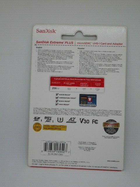 New Sandisk 256GB Extreme Plus A2 microSDXC U-3 V30 170MB/s