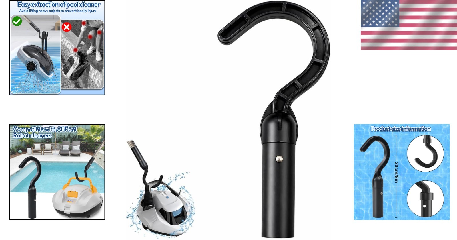 Universal Robotic Pool Cleaner Hook - Effortless Retrieval & Compatibility