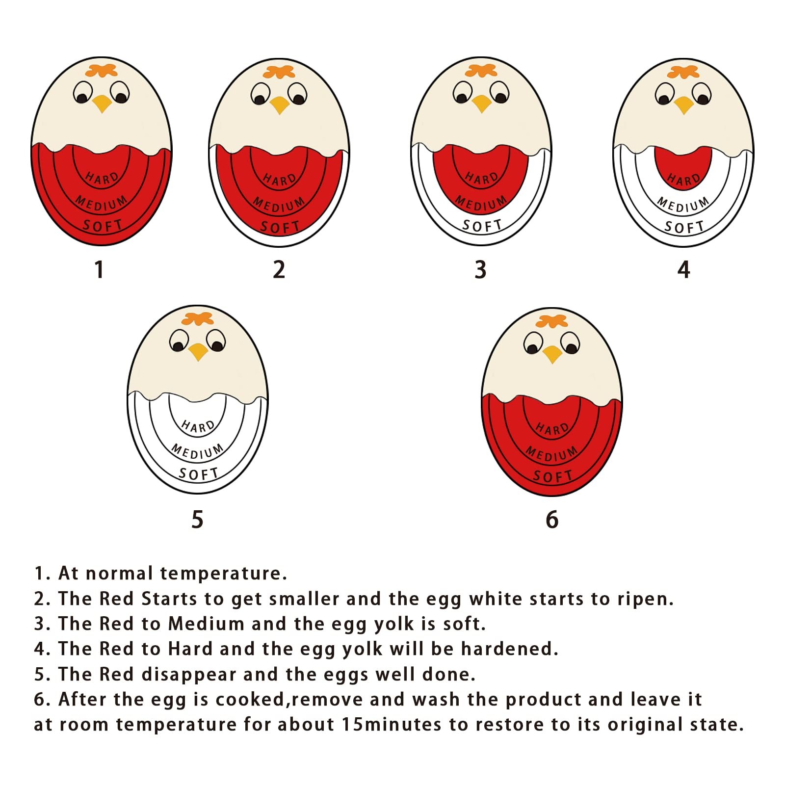 Egg Timer Sensitive Hard & Soft Boiled Color Changing Indicator Tells When Eg...