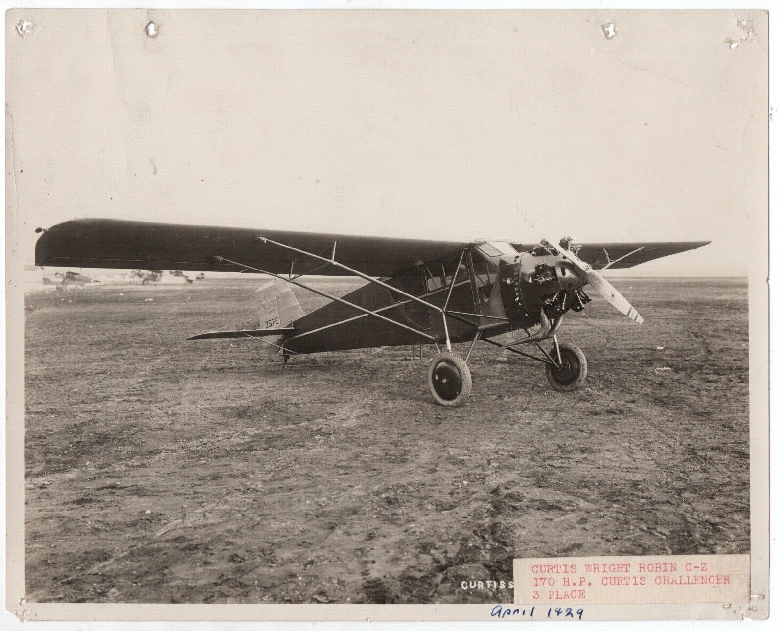 Large 1929 Promotional Photo of the Curtis Wright Robin C-Z Airplane