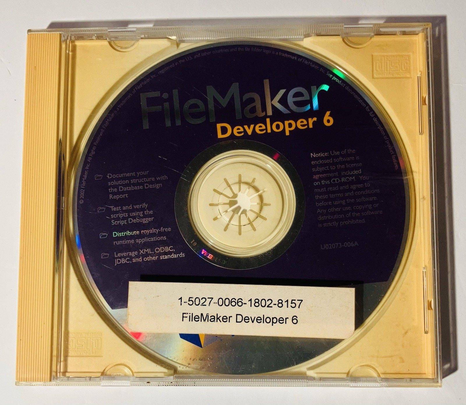 FileMaker Pro 6 Developer 6 Mac CD Software Manuals License 2002 Database