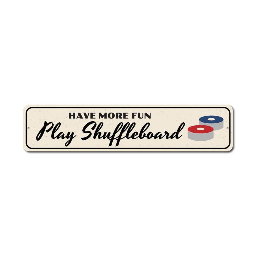 Shuffleboard Metal Sign 4x18in Game Room Bar Wall Decor Fun Plaque Aluminum