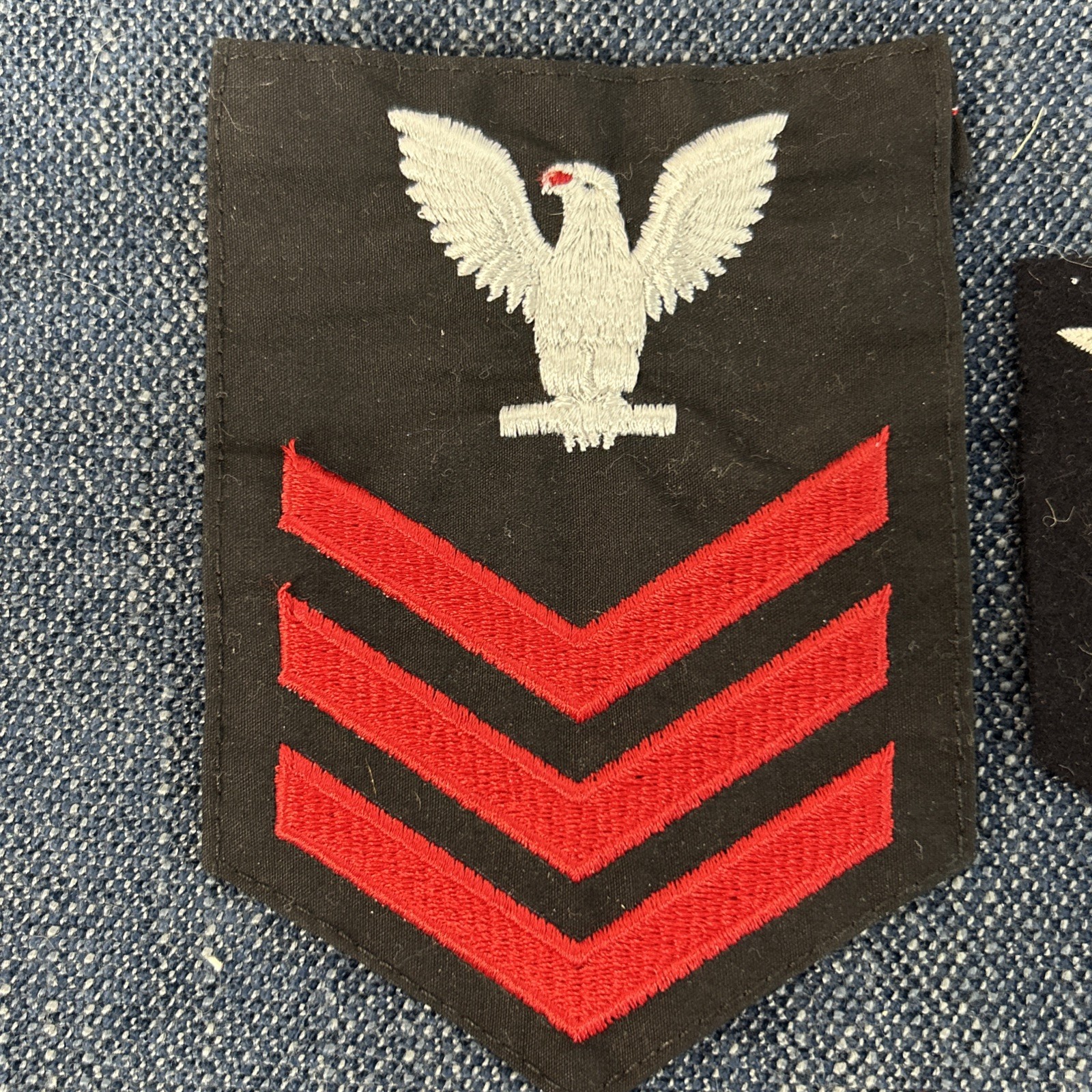 2 WWII USN US Navy White Eagle Bird Patch On Black