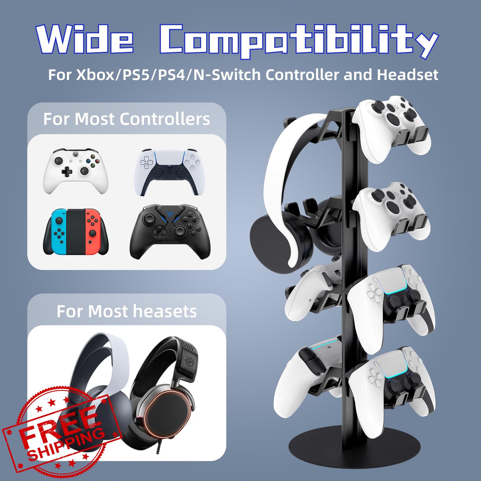 ZYTHRONE 4 Tier Aluminum Controller Headset Stand PS5 PS4 Switch