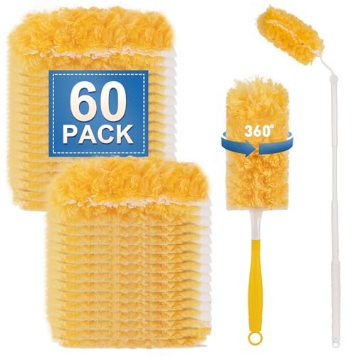 Heavy Duty Duster Refills, Disposable Dusters Kit for Cleaning 60PCS+2Handle