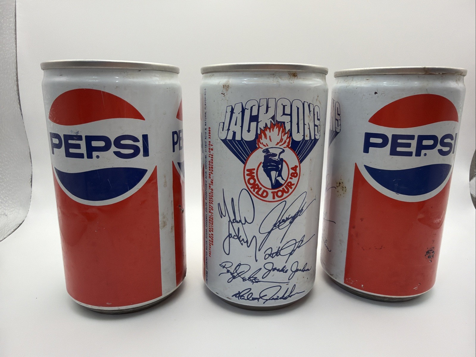 RARE 3 Pepsi Can Jackson World Tour 1984 w/Autographs 12OZ Aluminum Jackson 5