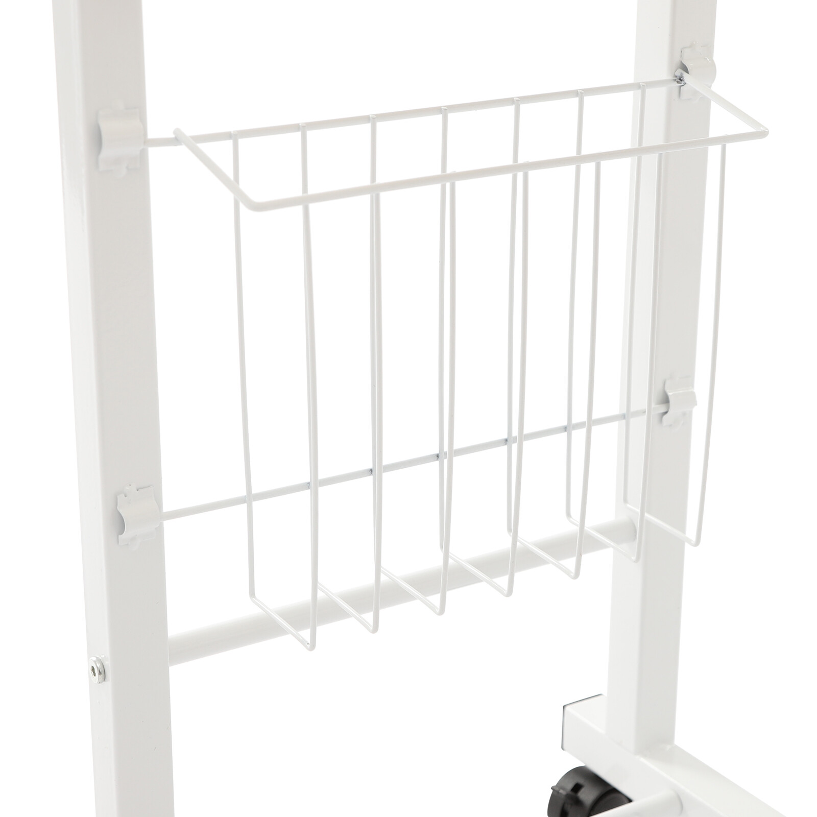 2 Tiers Adjustable Bed Side Table Thickened Mobile Standalone Table w/ Wheels