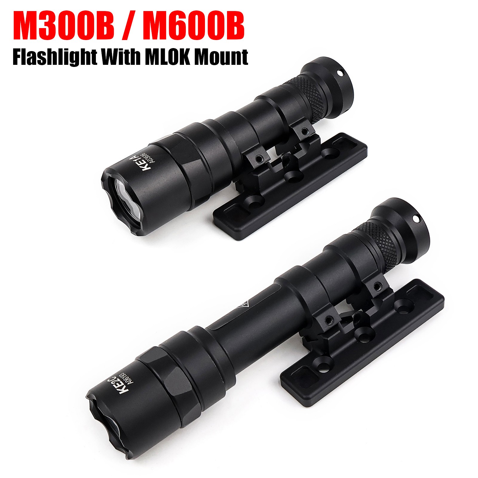 LED Weaponlight M300B M600B Picatinny Flashlight 20mm Rail + Rifle Mlok Mount