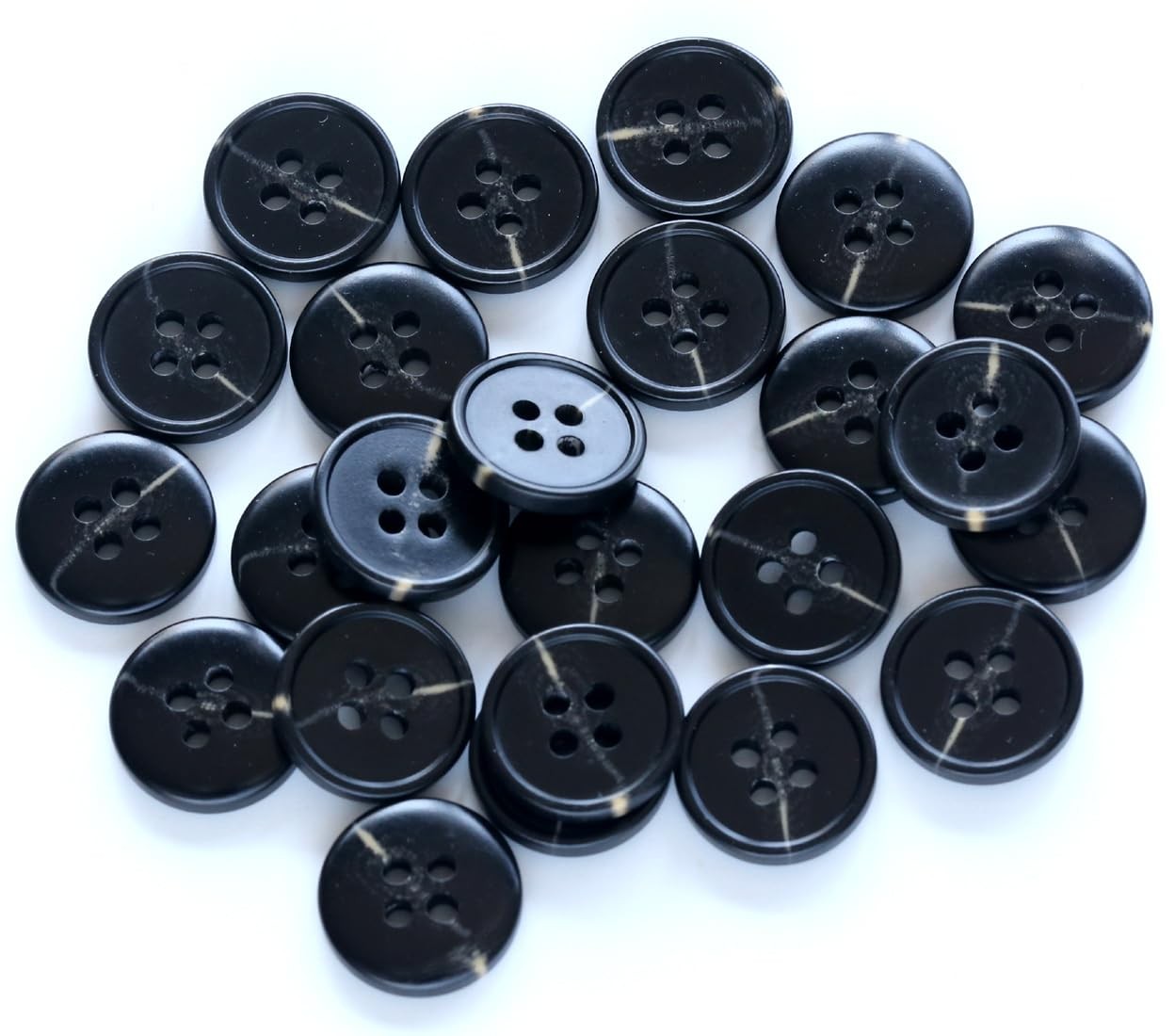 GANSSIA 50PCS 5/8 inch (15mm) Suit 4-Hole Buttons (50 pieces), Black