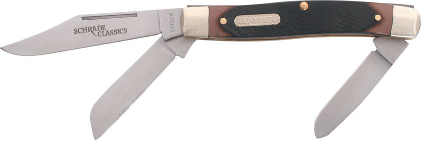 SCHRADE Old Timer Senior Stockman Brown 3-Blade Folding Pocket KNIFE EDC 8OT