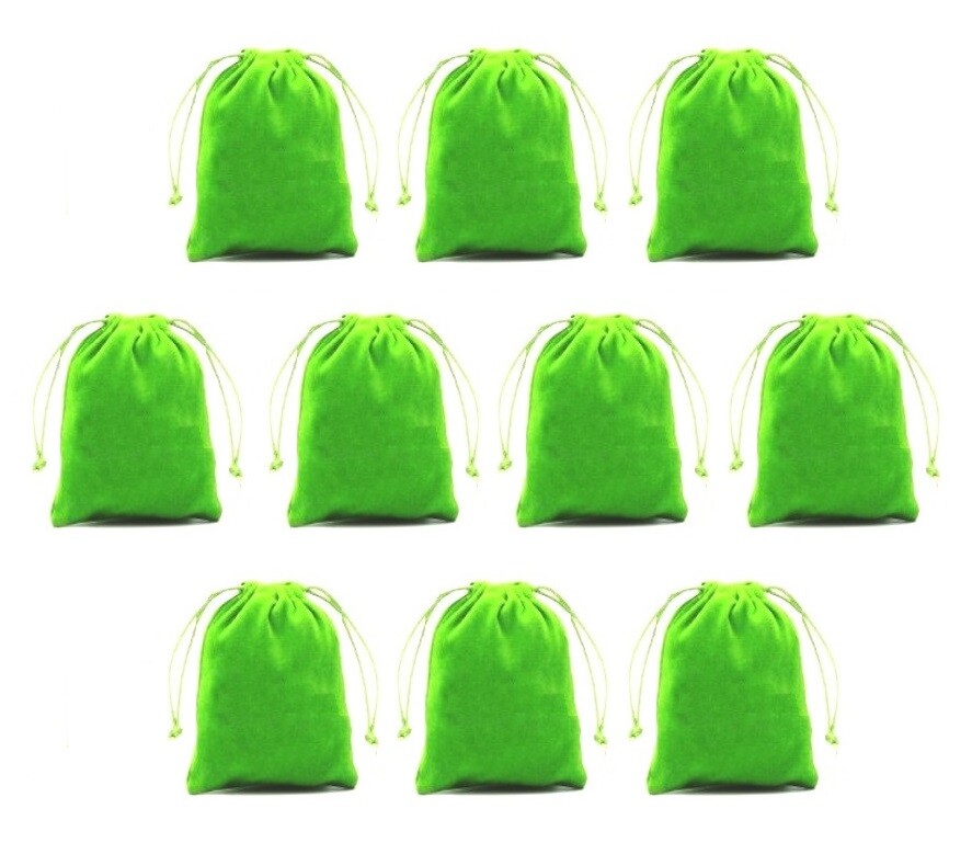 10 New 3" x 4" Velveteen Cloth Dice Bags  – RPG Fabric Dice Pouch – Citrus Green