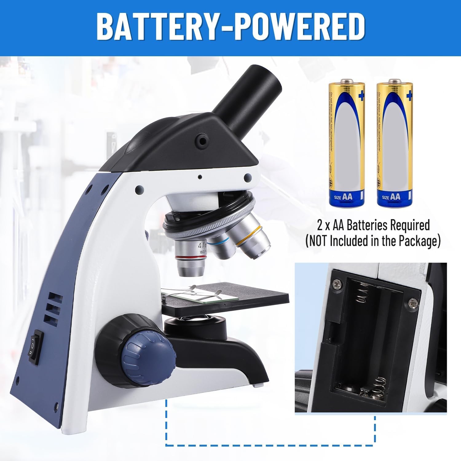 Monocular Compound Microscope 40X-1000X Magnification Lab Biological Microscope