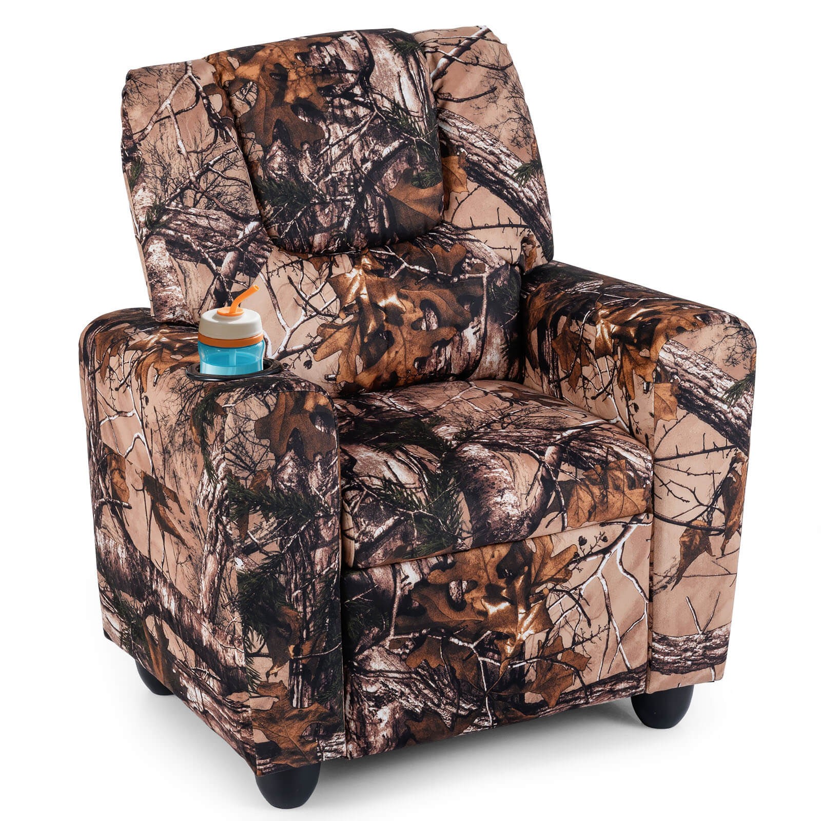 Kids Recliner with Cup Holder w/Adjustable Backrest & Footrest for Boys & Girls