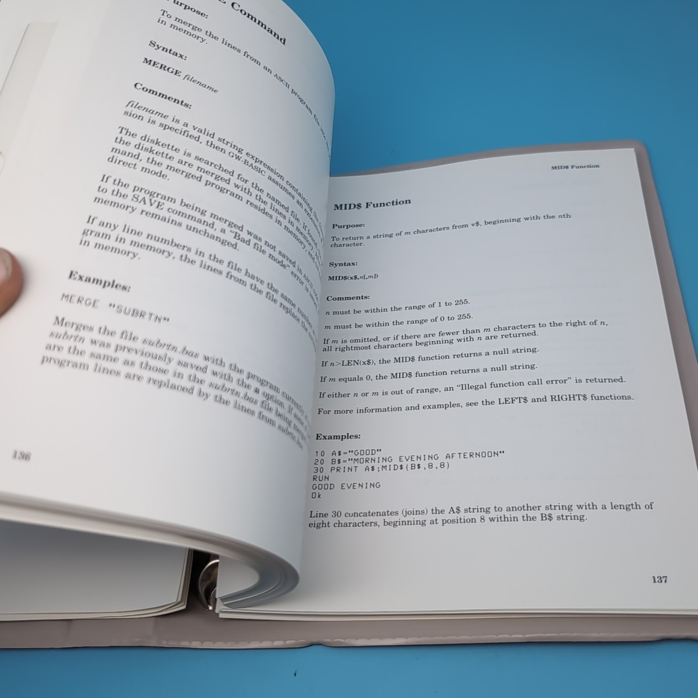 Microsoft GW-BASIC User's Guide and User's Reference Manual in Binder 1986
