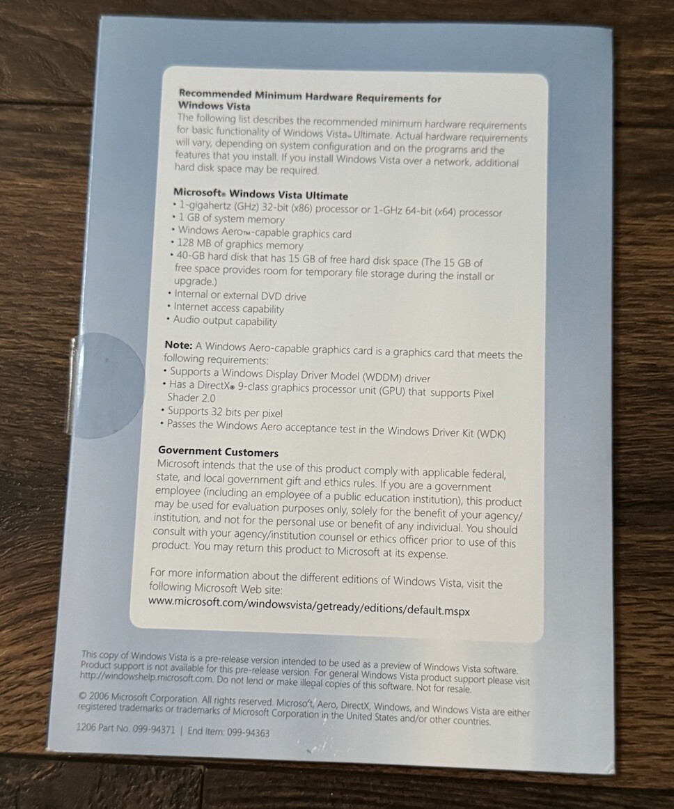 Rare Windows Vista Ultimate Pre-release, Testing 32-bit Disk Microsoft