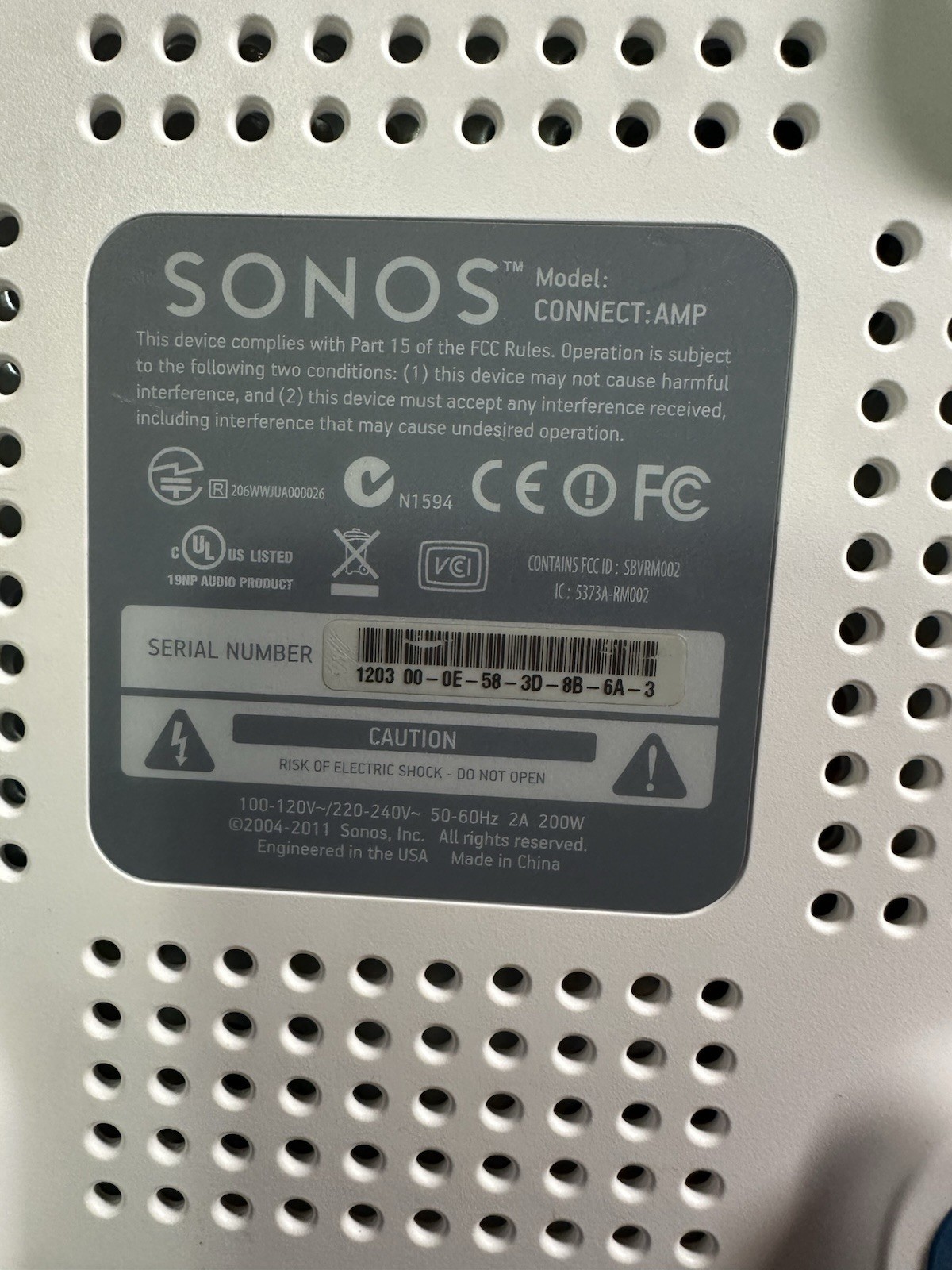 Sonos Connect:Amp Gen 2 S2 Compatible Digital Streamer Amp TESTED