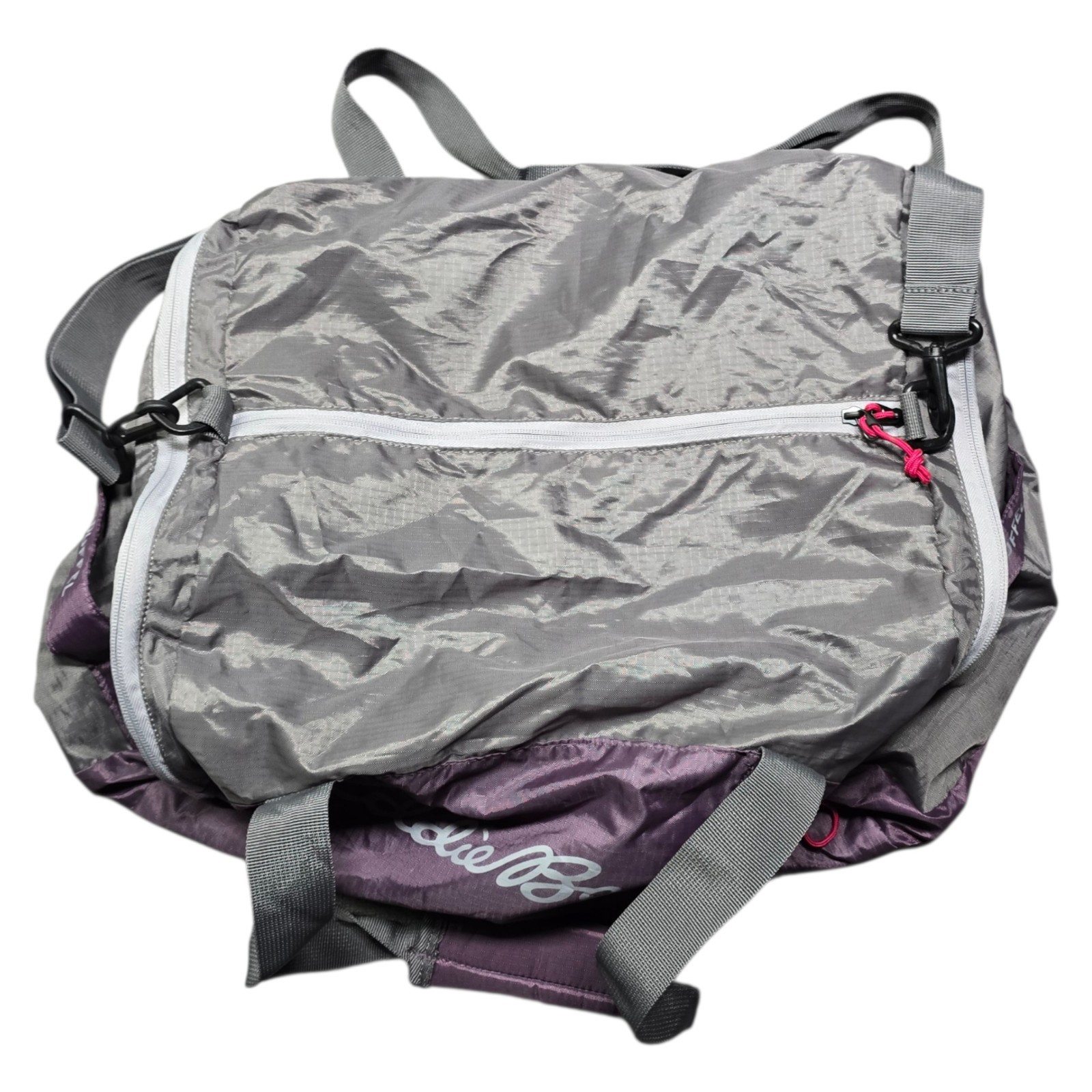 Eddie Bauer Rippac Duffel Bag Ripstop Fabric Lightweight Packable Grey Purple