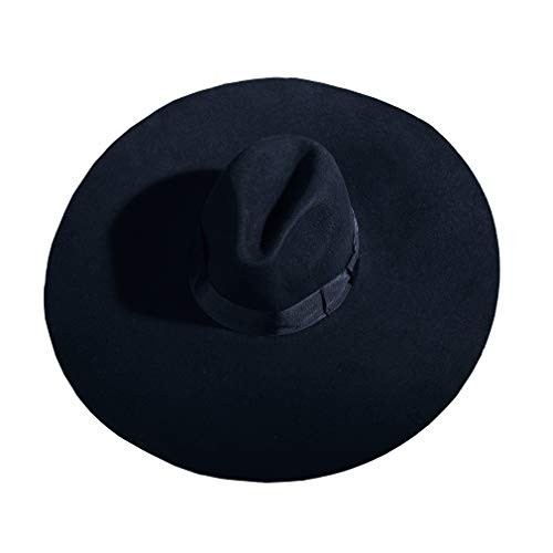 Unisex Modern Chic Classic Style Floppy Wide Brim Fedora One Size-Large Black