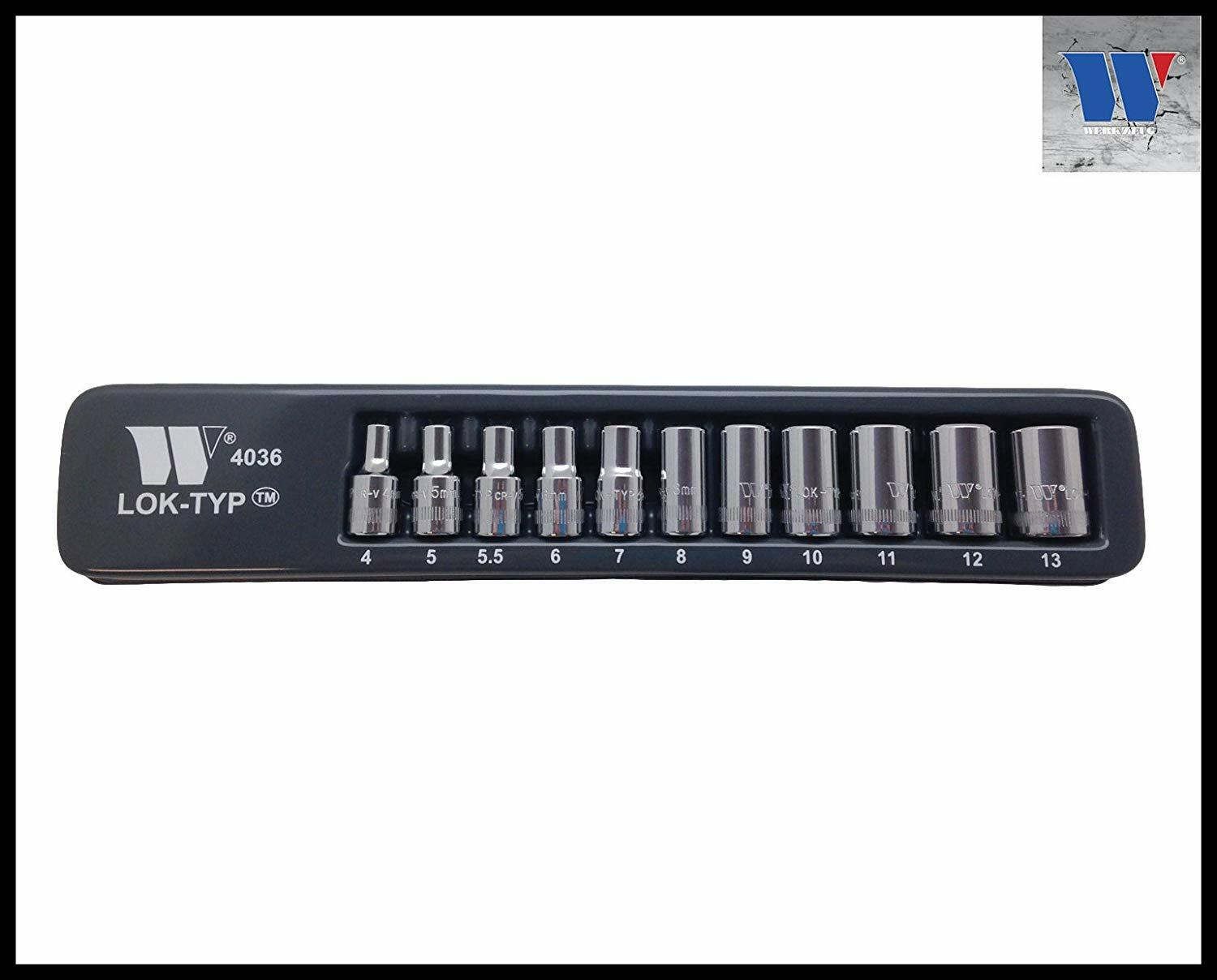 Welzh Werkzeug 1/4 Chrome Socket Set 11pc Lok-Typ Works On 85% Rounded Nuts
