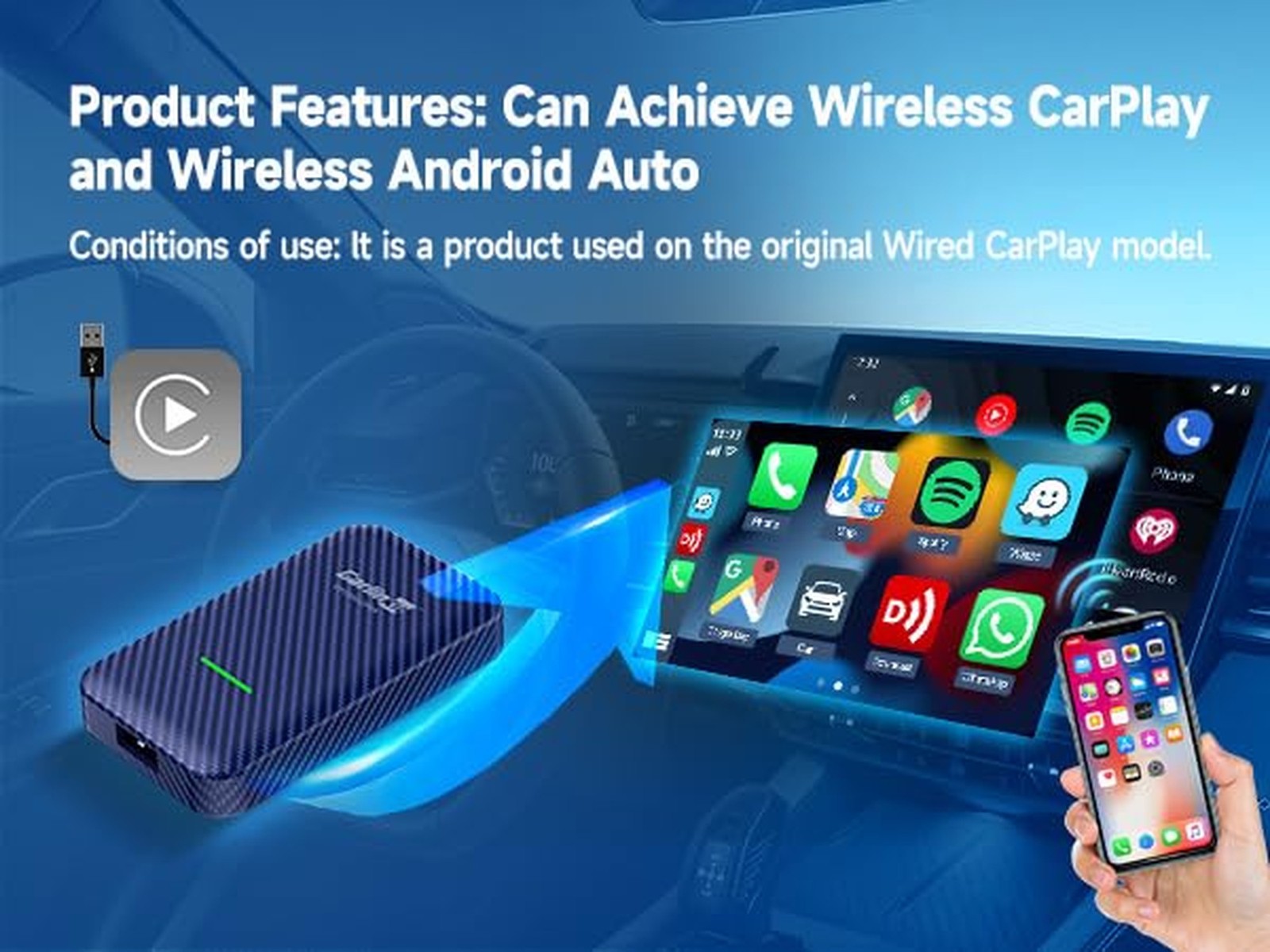Carlinkit 4.0 Wireless CarPlay & Android Auto Adapter, Plug & Play,... Fast Ship