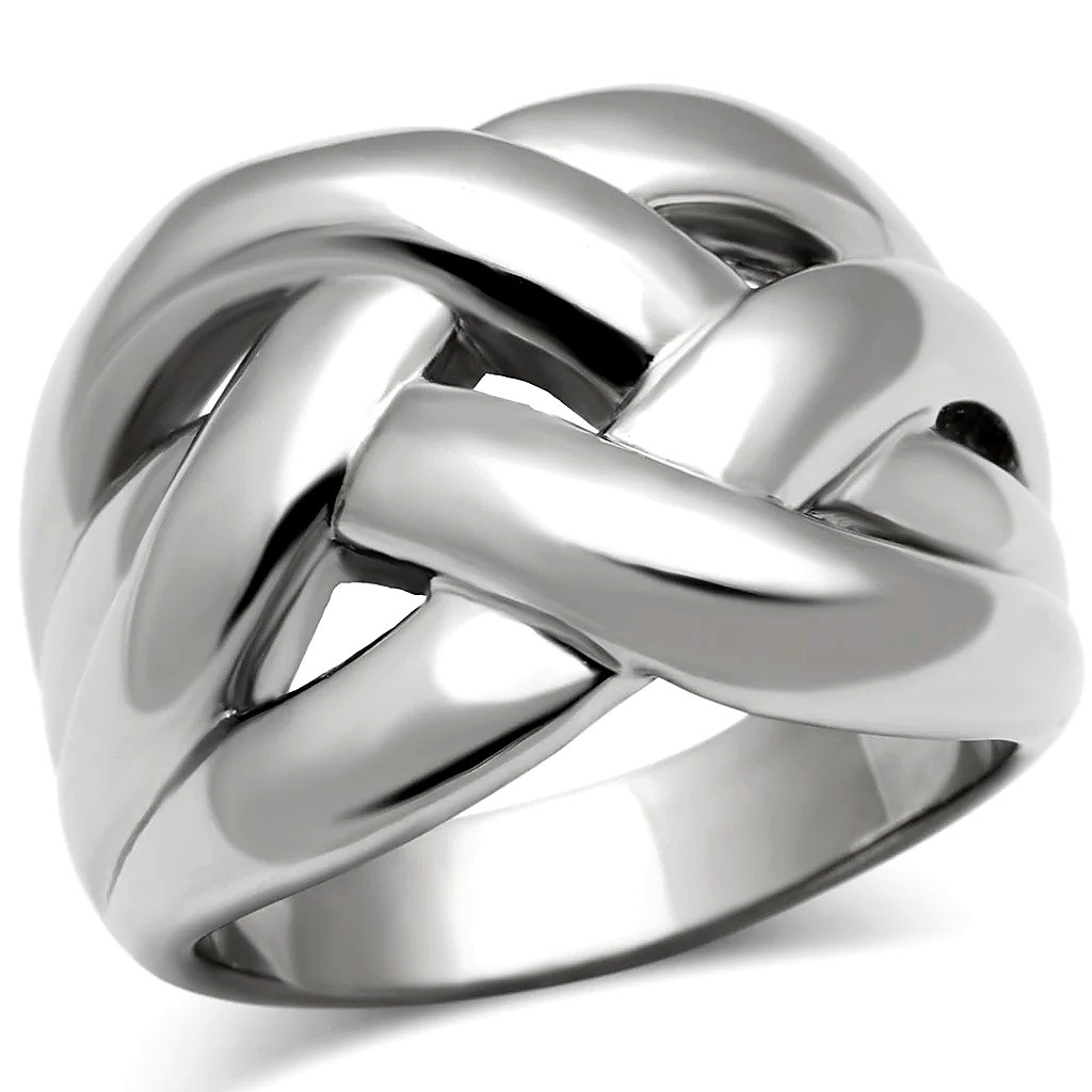 Women's Interwoven Ring, Stainless Steel, Lattice, Chunky, Fashion, Dome