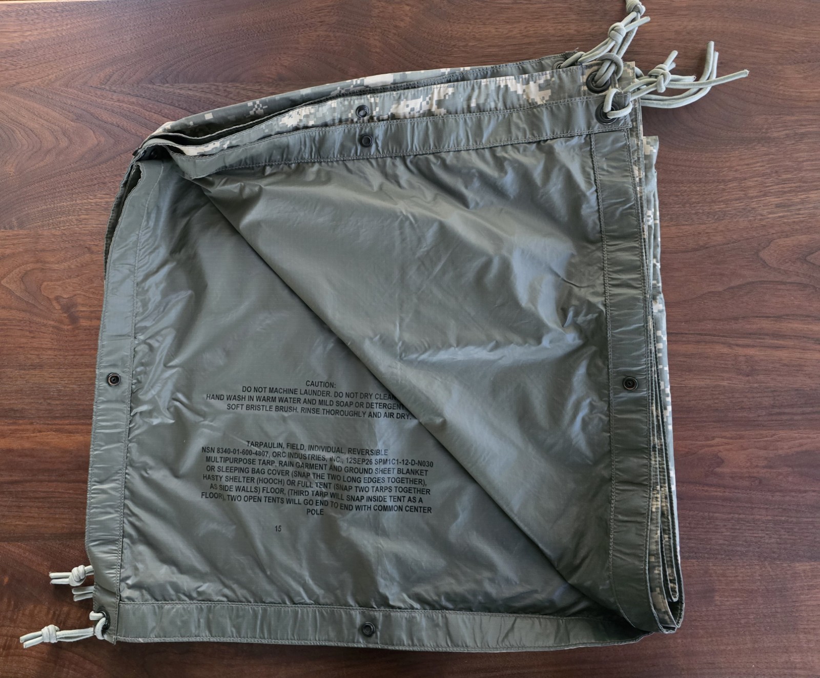 USGI US Army Military Reversible Field Tarp ACU Ground Tarpaulin 91 1/8 x 81 EXC