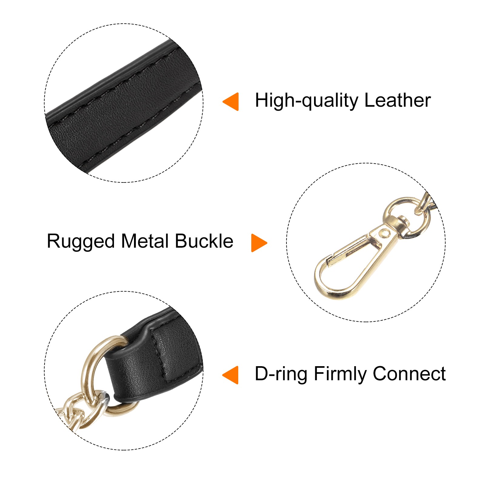 39" Iron Flat Chain Strap Purse Shoulder DIY Black Gold