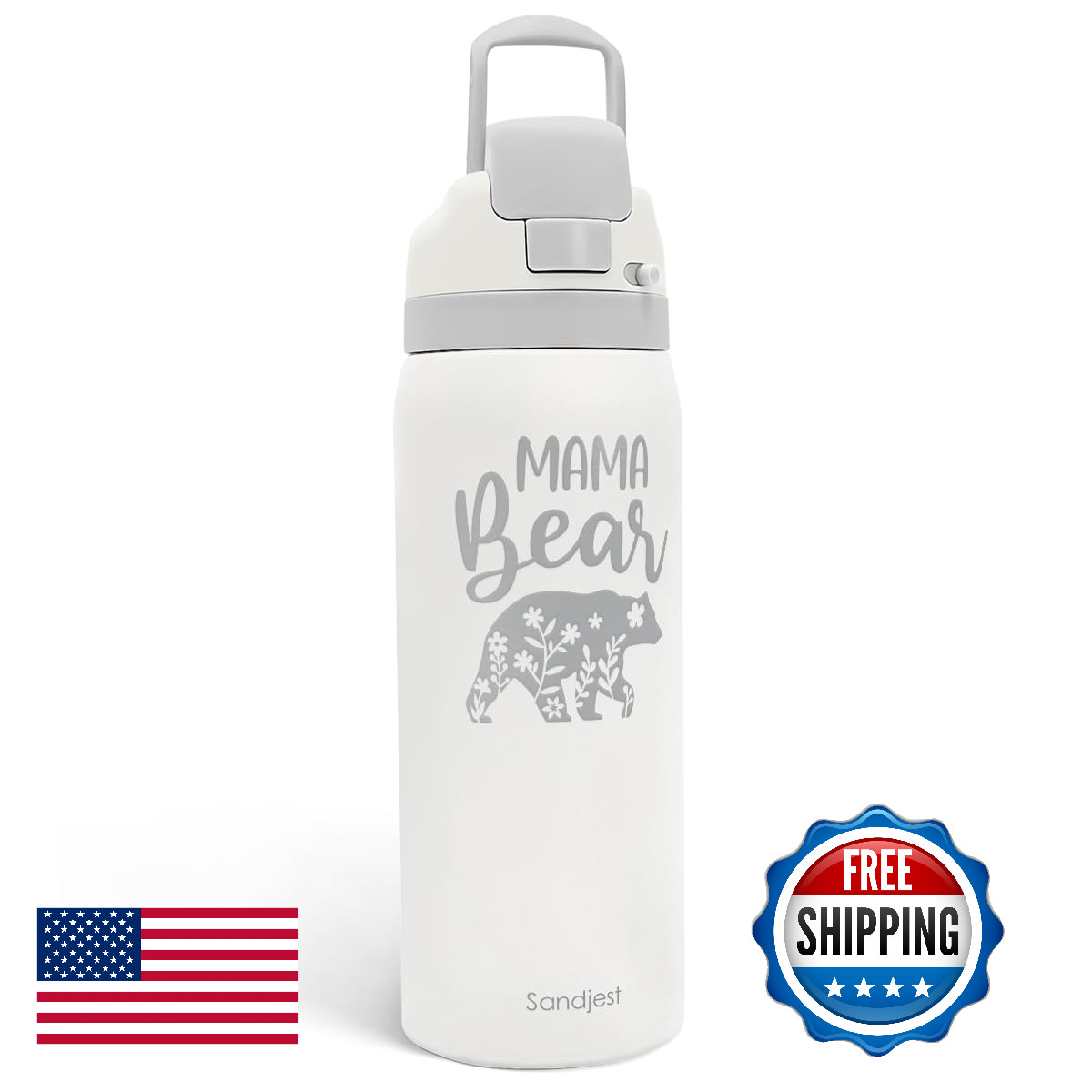 Mom Insulated Stainless Steel Water Bottle with Straw for Sports and Travel, Mam
