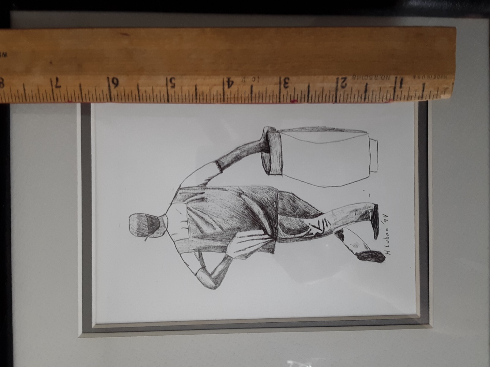 1994 H. Luban Golf Drawing in Frame Signed