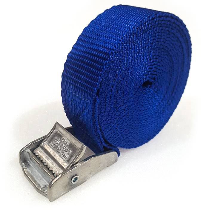 6 Buckled Straps 25mm Cam Buckle 2.5 meters Long Heavy Duty Load Securing Blue