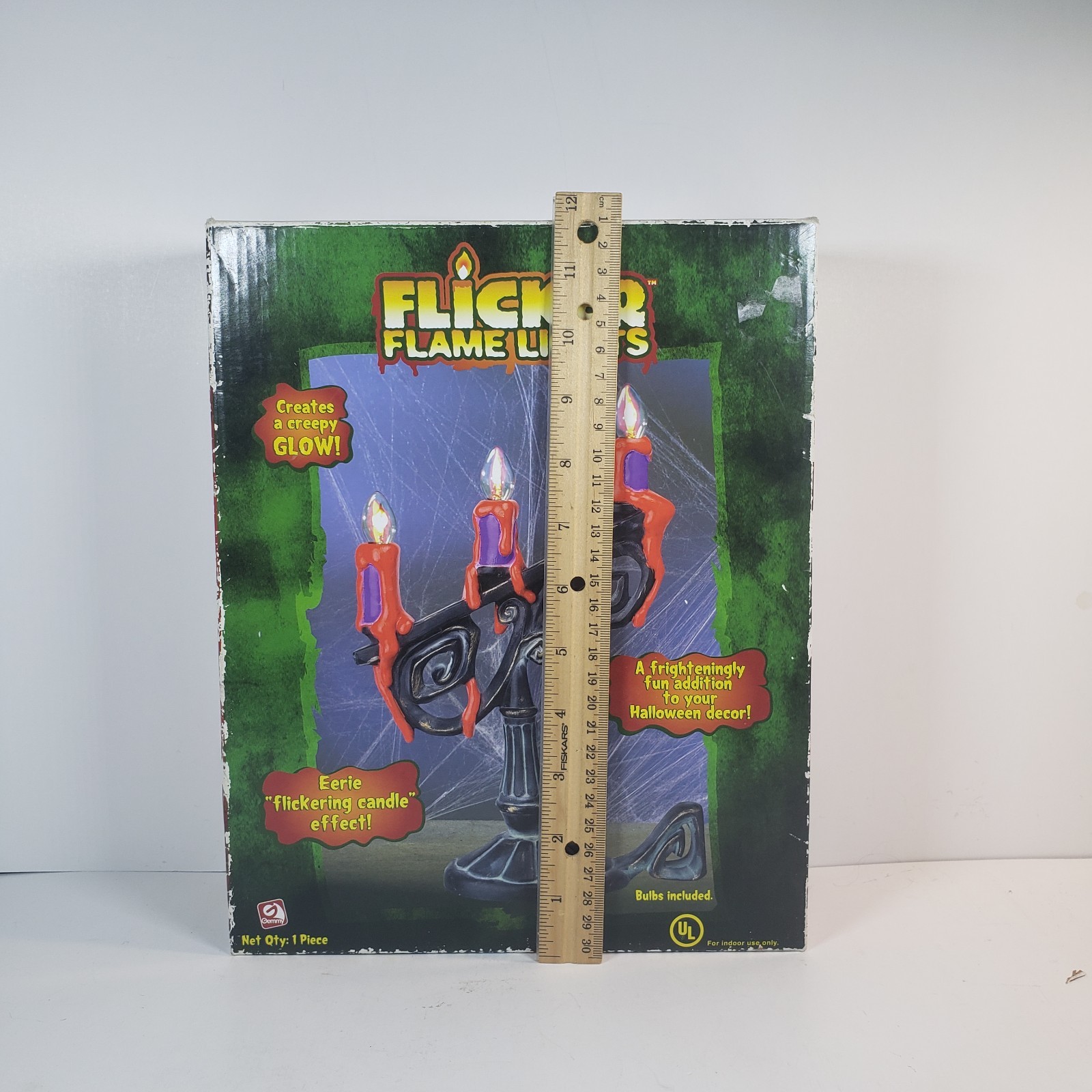 Vtg Gemmy Flicker Flame Lights Candelabra Red Candles