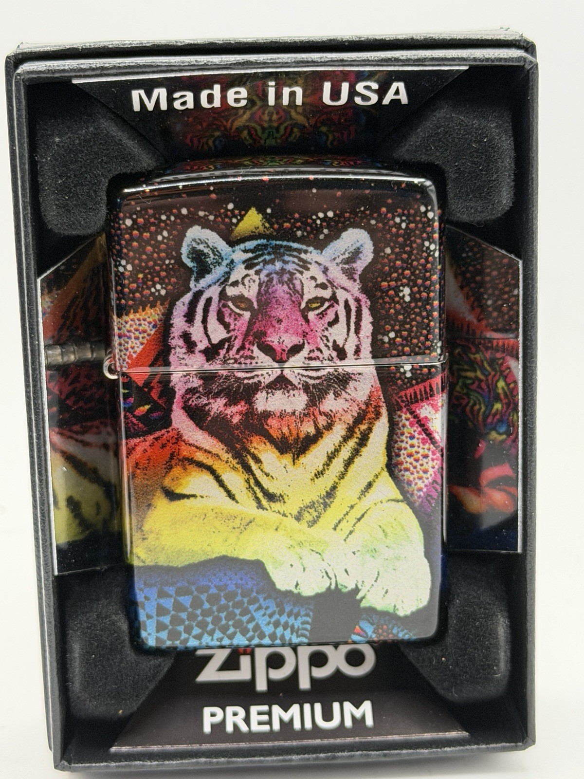 2023 Psychedelic Tiger Wrap Around Zippo Lighter B46