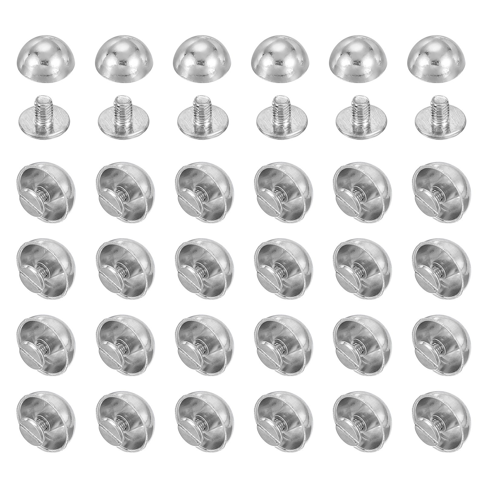 13/16" Dome Spikes Studs, 100 Sets Nailhead Screw Back Rivets for Craft, Silver