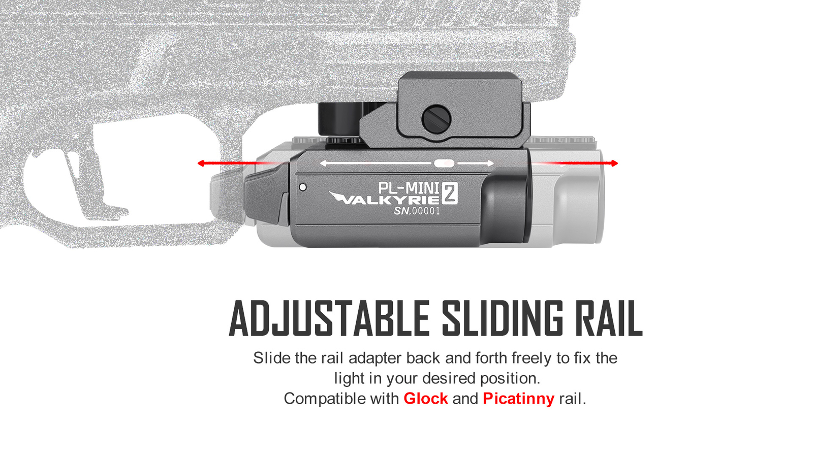 Olight PL-MINI 2 Valkyrie 600 Lumen Rechargeable Compact Tactical Pistol Light