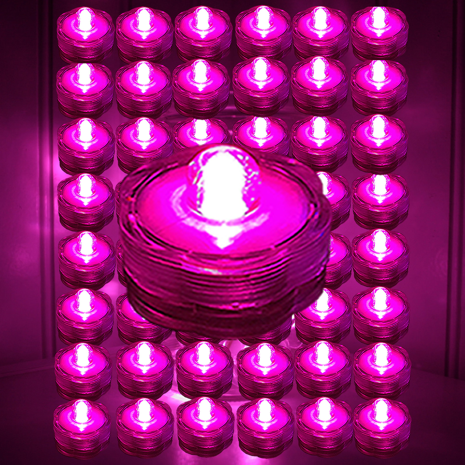 48 HOT PINK Submersible Bright LED tea light wedding home decoration US Seller