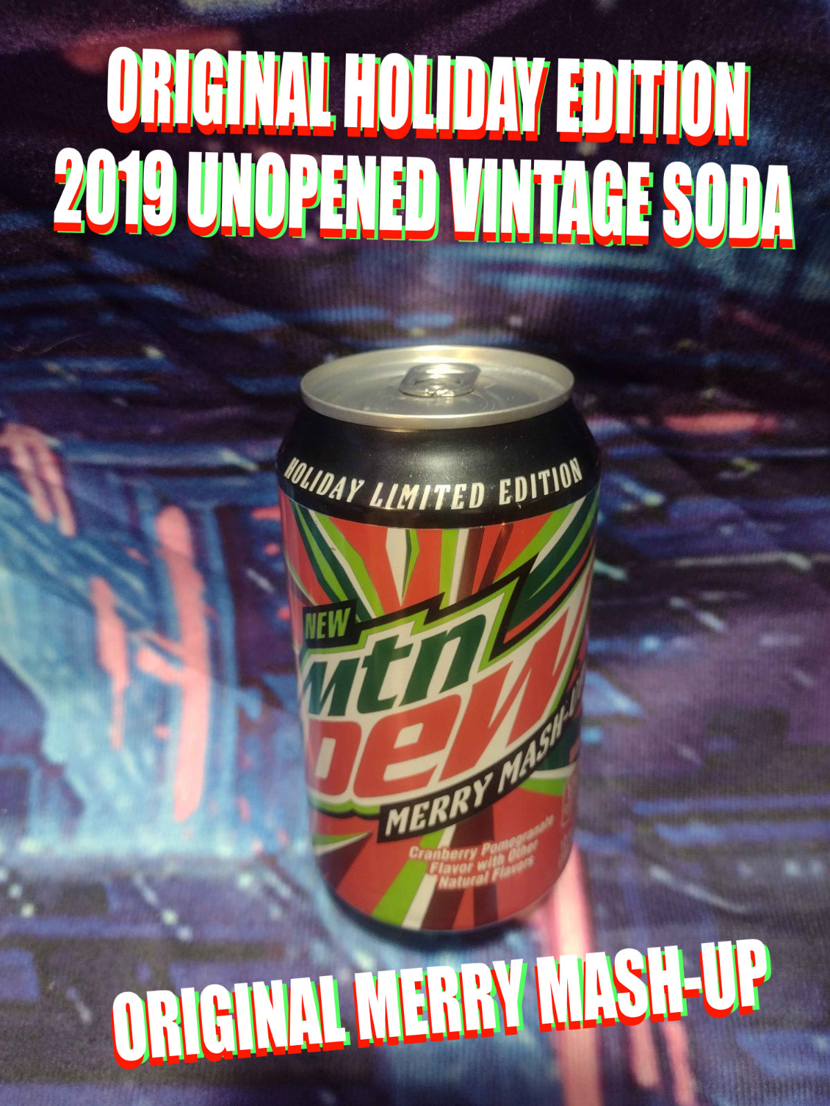 Mountain Dew Merry Mash Up FULL 12 oz Can (2019) Cranberry Pomegranate 🎄
